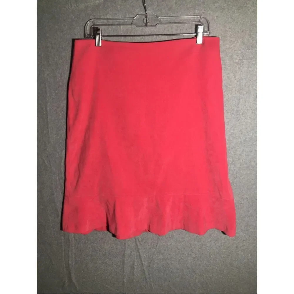 Womens Cato Skirt Barbie Core Hot Pink Ruffle Hem Knee Length Business Career